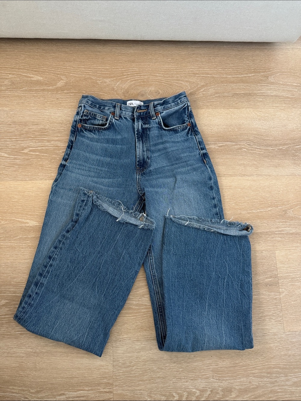 Zara Medium Blue Straight-Leg Jeans